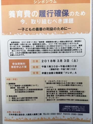 「『養育費の履行確保のため，今，取り組むべき課題～子どもの最善の利益のために～（シンポジウム）』」