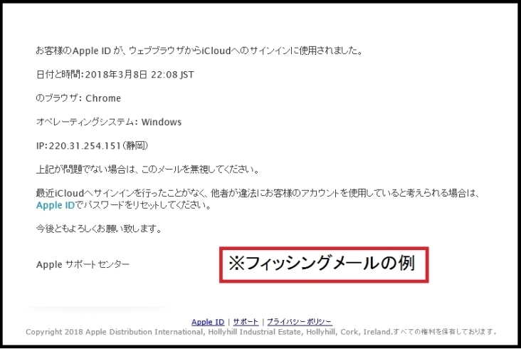 「Appleをかたるフィッシングメールが出回っています。」