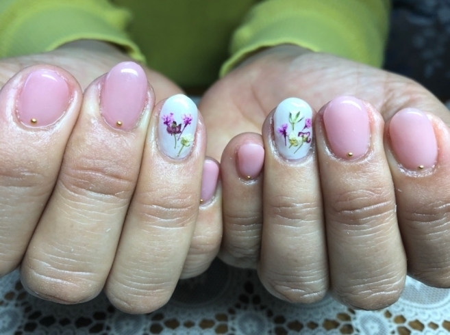 「マオジェルの桜ピンク&とっておきのドライフラワー♥【パーフェクトフィルイン仕上げ】」