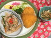 「本日のAランチ480円は 焼肉と海鮮フライです。」