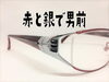 「スタイリッシュな赤と銀のメンズメガネ」
