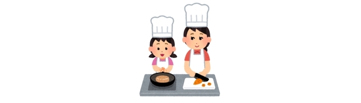 「料理をしよう！キッチンは勉強の宝庫！子供たちの頭の訓練には持ってこいです。しかも、おいしく食べられ、家族の会話も増えます。一石何鳥にもなりますよ。」