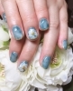 オリジナルカラー作成します！翡翠（ひすい）色の手描きフラワーネイル