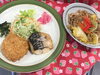「本日のAランチは すき焼き風煮物と塩サバ」