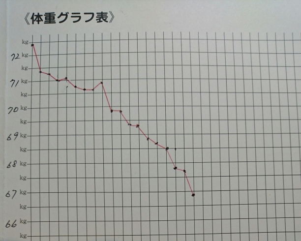 「耳つぼダイエットを開始2か月目の６８歳H様のグラフです♪」