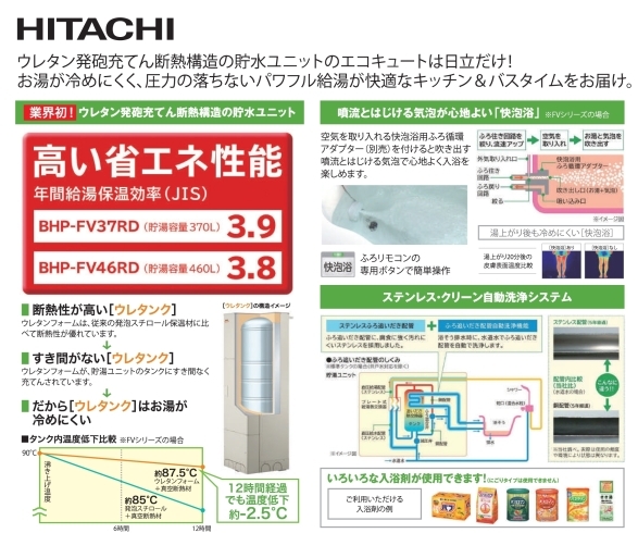 「【電化リースのお役立ち情報！】HITACHIのエコキュートの特徴は！？」