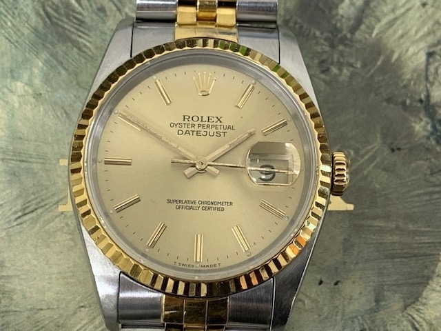 「「ロレックス」(ROLEX)  デイトジャスト 16233 メンズ腕時計　お買取りさせて頂きました。 　ブランド時計、貴金属、ダイヤ、色石の「生前整理」「遺産相続」　買取りと査定は「チケット大黒屋」金町北口店」
