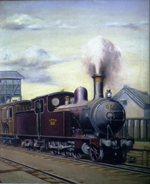 西田米次郎「30号機関車」<br>1934年油彩71.4×59cm