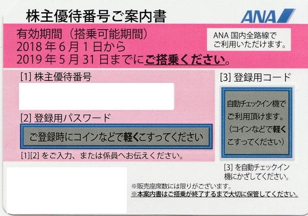 「【特価】ANA株主優待券(5月搭乗分)」