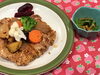 「本日のAランチは チキン竜田の夏野菜あんかけ」