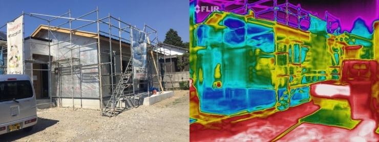 「サーモカメラで見た遮熱シートの効果（元船木・U様邸）」