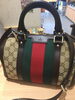 「GUCCI ディアマンテ ミニボストンバッグ 　キャンバス レザー緑　赤 　亀有　買取【売るなら地域NO1高価買取宣言の亀有店まで是非！】」