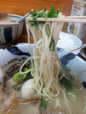 中太の麺は柔らかめで良くスープに絡みます。