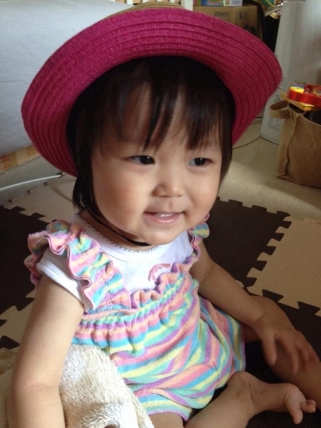 ▲せりか（1歳）<br>今日は麦わら帽子がファッションポイント☆