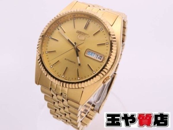 SEIKO 5 腕時計 デイデイト 裏スケルトン 7S26-0500 ゴールド