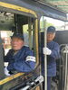 半世紀余り経ってかつての相棒とD51の運転席に座れるとは感無量「「D51　838　保存会」　松岡　晃見様外出支援では大変お世話になりました。今朝の朝日新聞岡山版に大きく掲載されました。」