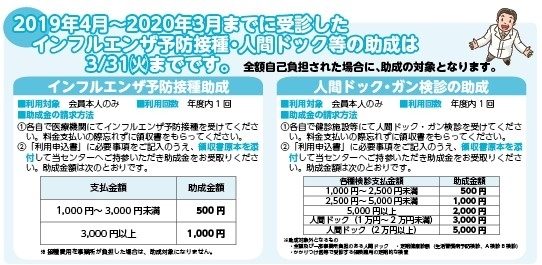 助成（インフル・人間ドック）「センターニュース３・４月号の予告その3！」