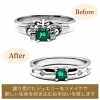 「お母様から譲り受けた、エメラルドリングの高さを低くリメイクしました✨」