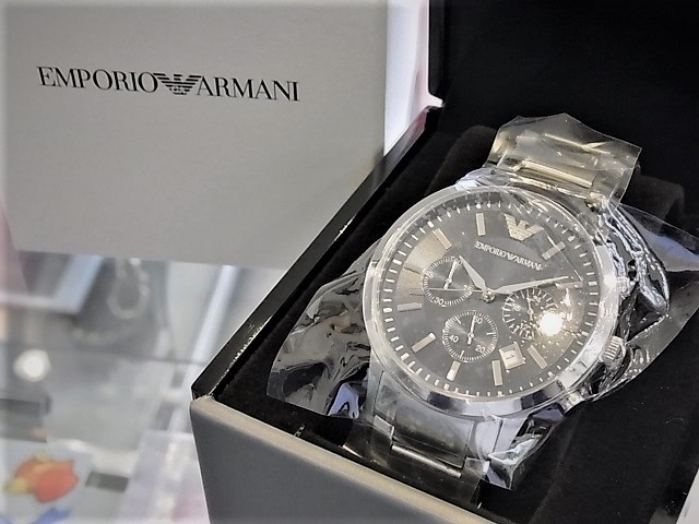 「エンポリオアルマーニ クロノグラフ 黒文字盤 メンズ腕時計 QZ 新品 高価買取 千葉 稲毛」