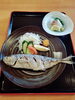 ごはん、味噌汁、刺身付きです「5月15日(金) 一魚一会のおすすめランチは「アジの唐揚げ定食」です♪」