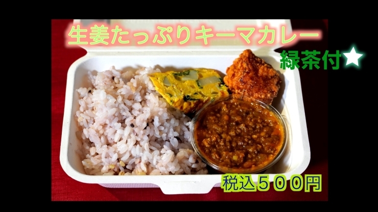 生姜たっぷりキーマカレー(緑茶付)「6/8(月)・6/10(水)おりなす八女東側駐輪場にてお弁当販売致します✨」