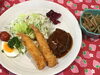 「本日のAランチ　ハンバーグとエビフライ」