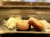 かにじゃが餅の素揚げ「生きてるうちが花なのよ♪」