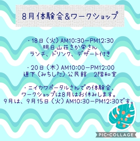 お知らせ「⚫︎8月の予定⚫︎」