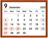 9月の定休日「9月の定休日」