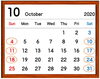 10月の定休日「10月の定休日」