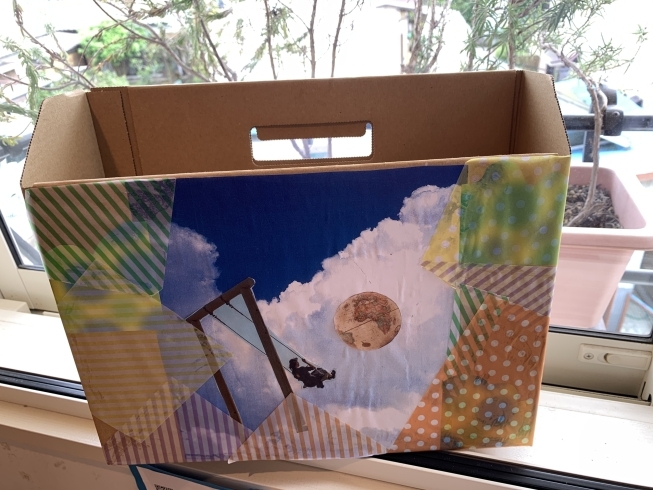 ボックスファイルに貼り絵をしよう「子供造形教室のお知らせ　三島 谷田 いやしの森amin（アミン）】」