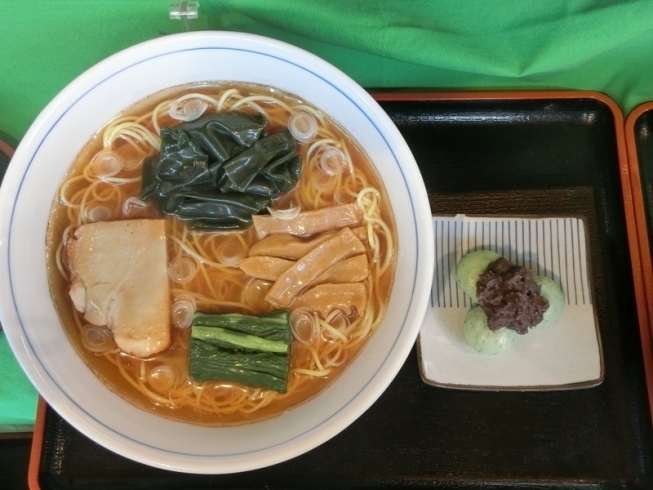 「昔ながらの和風醤油ラーメンセット（草だんご付き）【柴又名物草だんごが人気☆柴又帝釈天から一番近いお団子屋】」