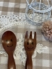 毎日の食事がもっと楽しくなる・U「ニコニコ＆ウインク顔がかわいい♪木製キッズスプーン・フォーク」