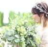 グリーンと白いお花のポポラス揺れるフレッシュブーケ「ハッピーシーン　-エミグリーンムーン-」