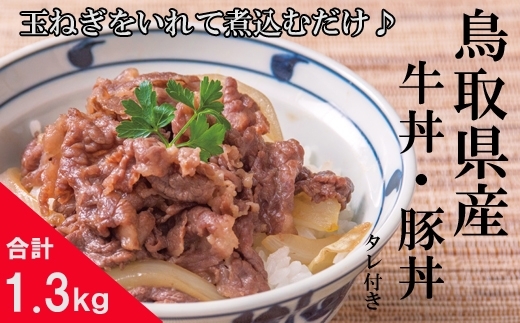 「ボリューム満点！牛肉・豚肉合計1.3kg【手軽に丼が作れるセットです♪】」