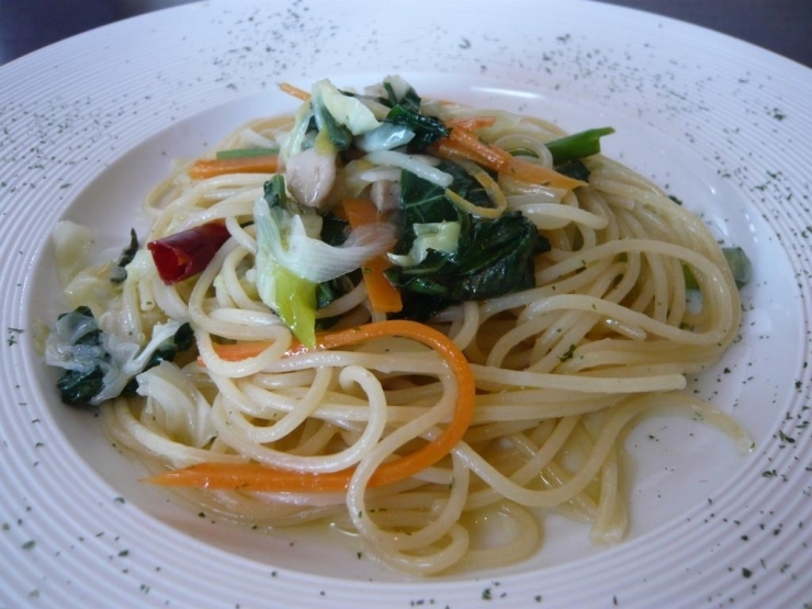 本日のチョイス　ごろごろ野菜のスパゲッティ　ペペロンチーノ
