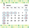 １月の定休日「１月の定休日」