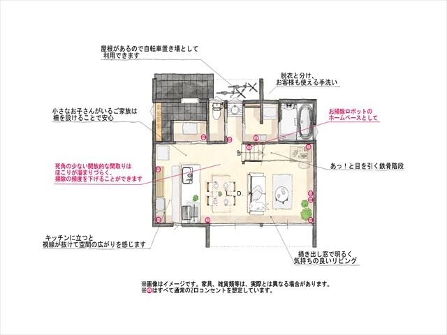 白のモデルハウス間取り1F「モデルハウス2棟見学会開催中！」