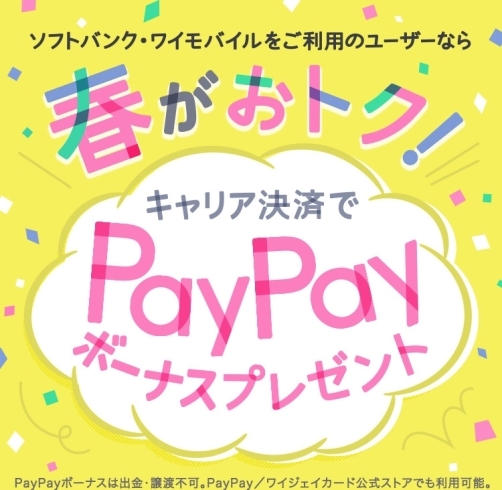 PayPay「【春がおトク！キャリア決済でPayPayボーナスプレゼント】」
