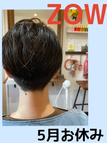 ハンサムショートの後ろ姿！めっちゃステキ✂︎「zow5月お休みのお知らせ☆」