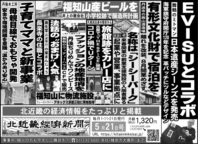 「北近畿経済新聞５月21日付を発行」