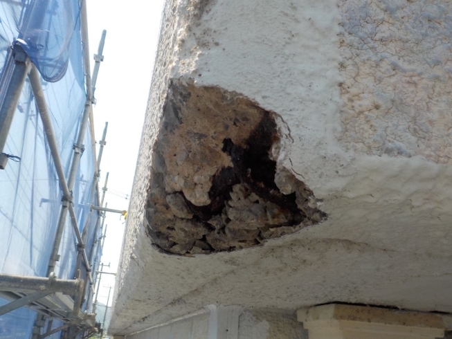 内部の鉄筋がサビ！「雨漏り対策が必須！外壁のコンクリート爆裂の危険💦」