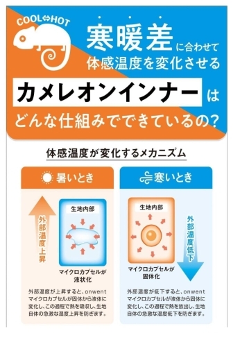 「温度調節機能つきカメレオンインナー！」