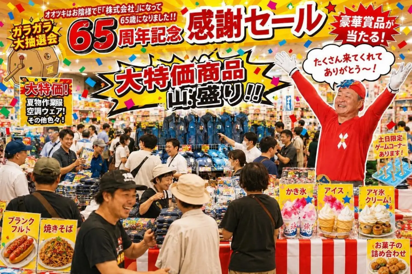 オオツキ本社倉庫で65周年記念感謝セールを開催します😊 | ワーク