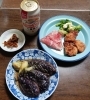 大好きな茄子の煮浸し、浅蜊の佃煮、生ハム！「本番に向けて」