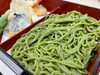 「香り&風味も良い「茶そば」とサクサク「天ぷら」・「草だんご」も付いた『天ざるセット』をぜひご賞味ください♪【柴又名物草だんごが人気☆柴又帝釈天から一番近いお団子屋】」