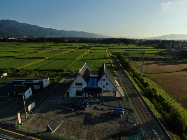 「アルプスファクトリー周りの田んぼの緑がきれい【伊那市駅すぐのお土産にオススメなお菓子屋、菓子庵石川】」