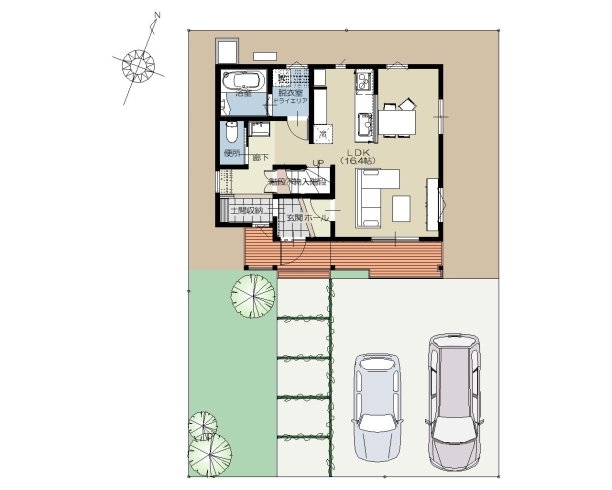 ◆2階建て　1Ｆ　3LDK　カリフォルニアスタイル「◇優良住宅地に2階建て参考プラン完成！！」