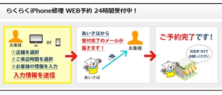 「iPhone修理はWEBからもご予約頂けます！24時間受付中！」