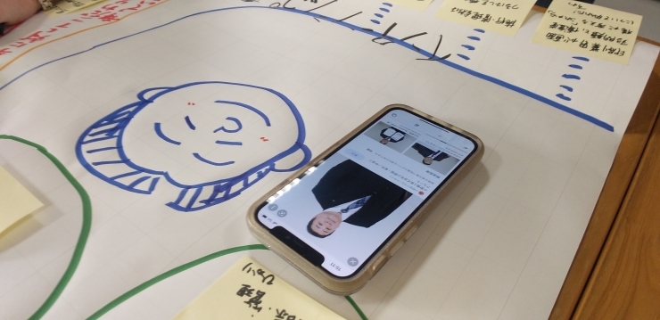 学生が描いてくれた小野社長「『人×人』でつくるインターンシップ」